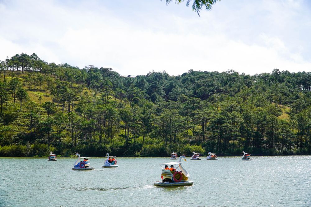 Thả m&igrave;nh theo d&ograve;ng nước xanh trong, du kh&aacute;ch c&oacute; thể lắng nghe tiếng gi&oacute; nh&egrave; nhẹ thổi, nh&igrave;n ngắm h&agrave;ng th&ocirc;ng xanh r&igrave; giữa đại ng&agrave;n phố n&uacute;i Đ&agrave; Lạt